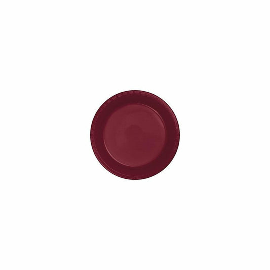 Burgundy 9in Plastic Plate 20ct - Toy World Inc
