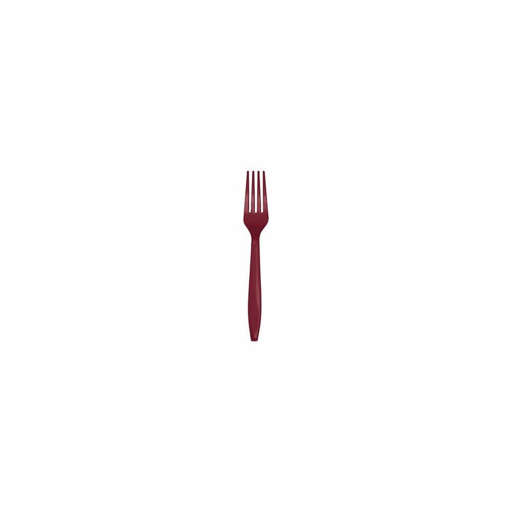 Burgundy Plastic Fork  24ct - Toy World Inc