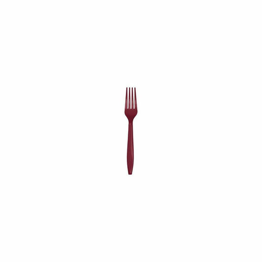 Burgundy Plastic Fork  24ct - Toy World Inc