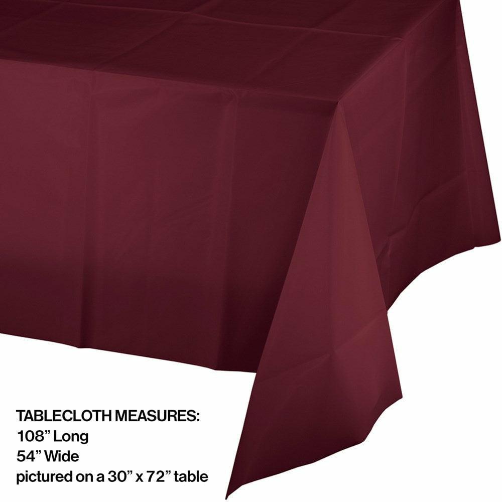 Burgundy Plastic Tablecover 54inX108in - Toy World Inc