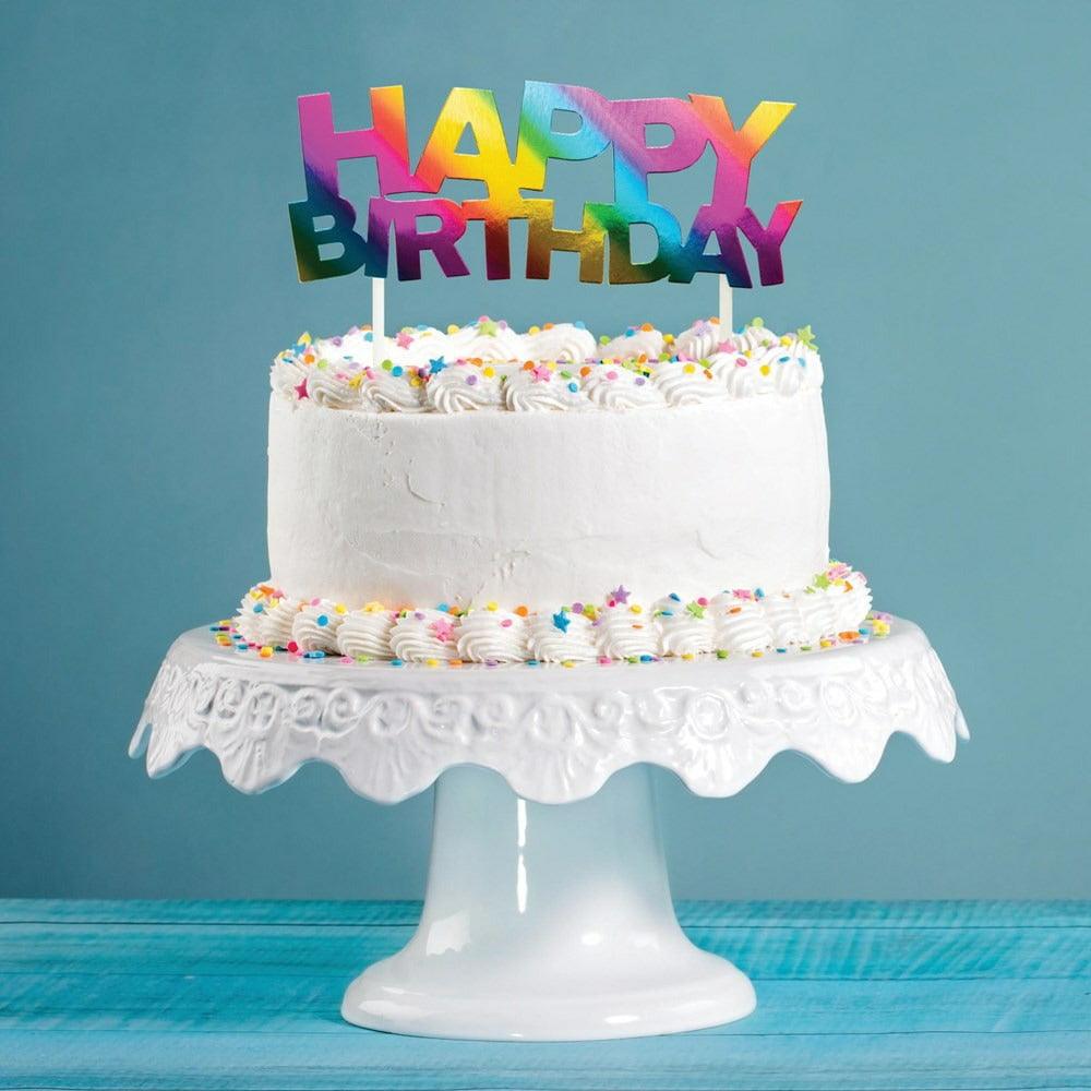 Cake Topper Happy Birthday Rainbow Foil Birthday 1Ct - Toy World Inc