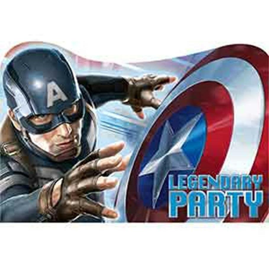 Captain America Invitation 8ct - Toy World Inc