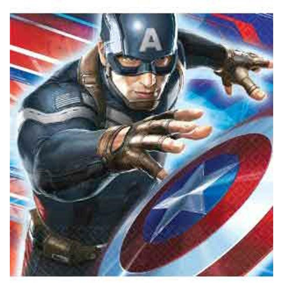 Captain America Napkin (L) 16ct - Toy World Inc