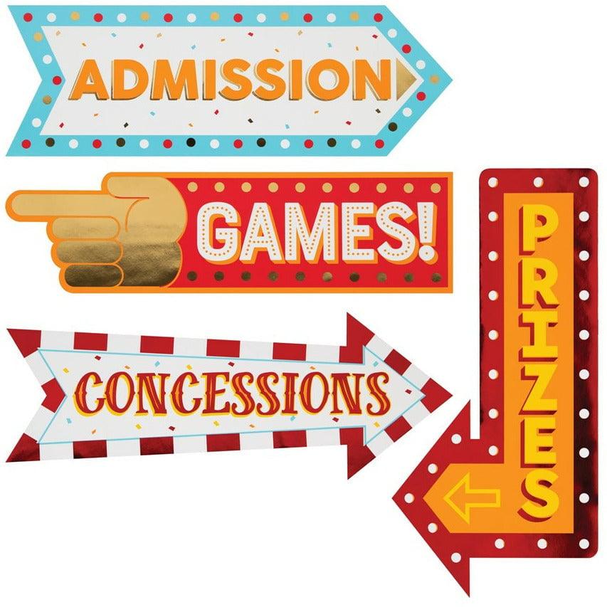 Carnival Carnival Signs With Foil 4Ct - Toy World Inc