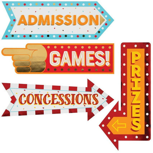 Carnival Carnival Signs With Foil 4Ct - Toy World Inc