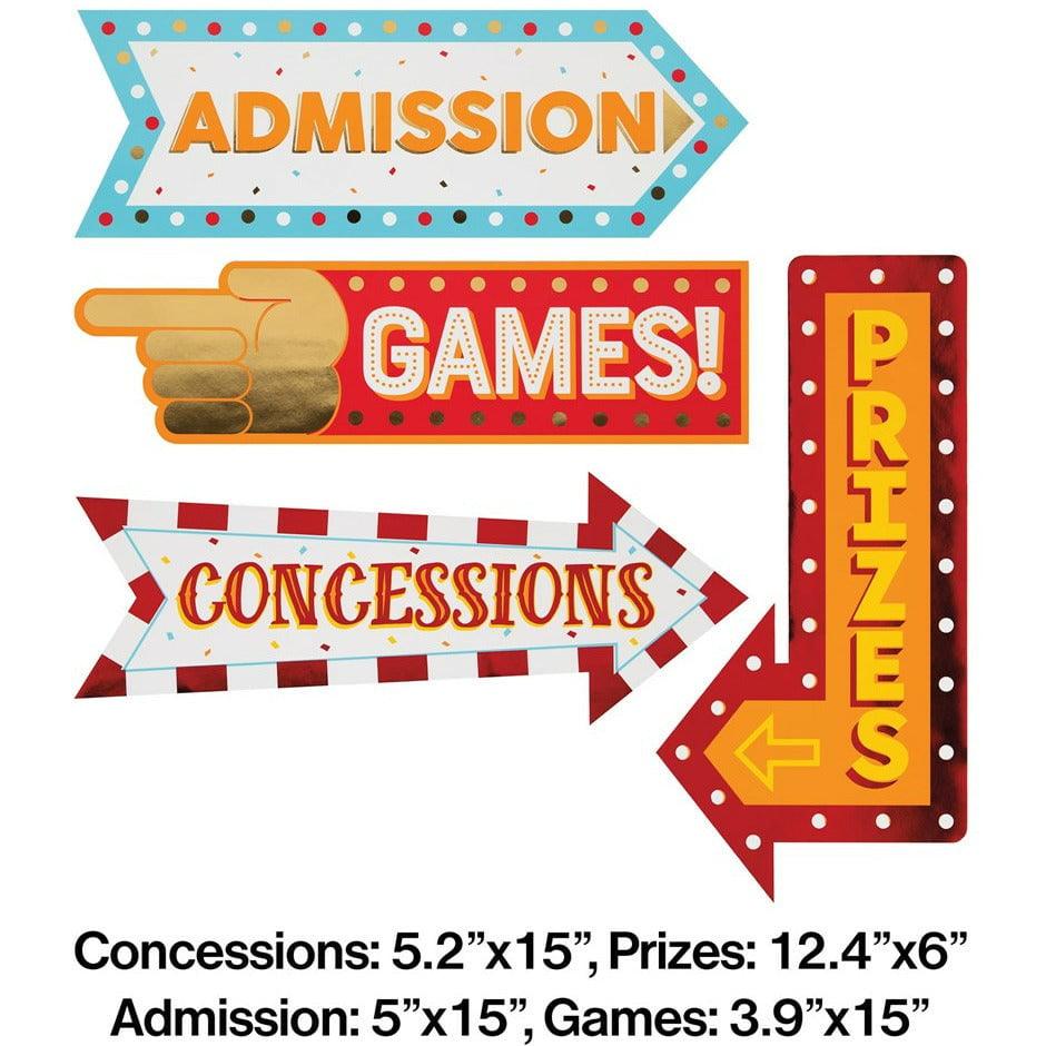 Carnival Carnival Signs With Foil 4Ct - Toy World Inc