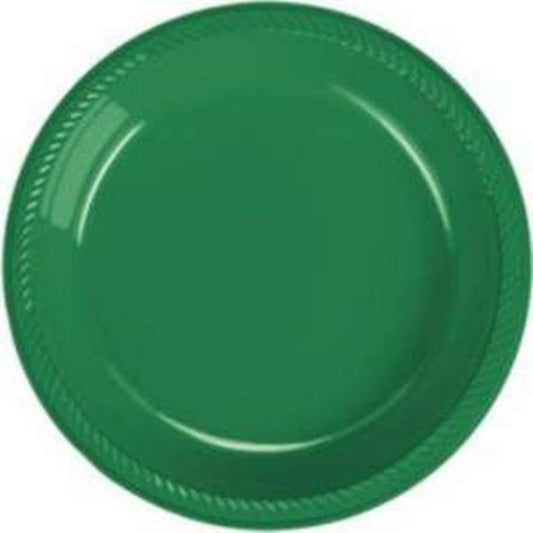 Christmas Green Plate Plastic (S) 20ct - Toy World Inc