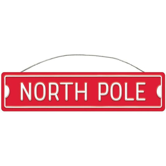 Christmas North Pole Embossed Metal Sign - Toy World Inc