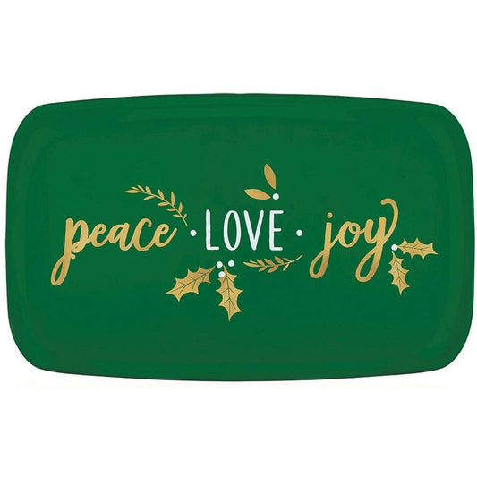 Christmas Peace Joy Love Rectangular Coupe Platter Hot Stamped - Toy World Inc