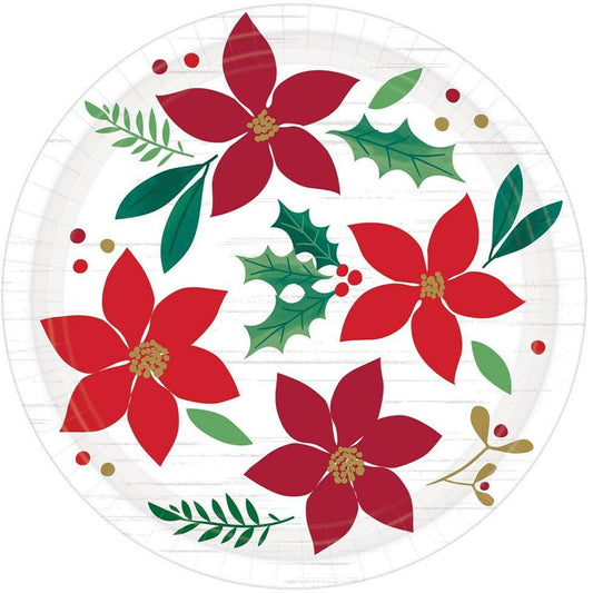 Christmas Wishes Round Plates 7in 8ct. - Toy World Inc