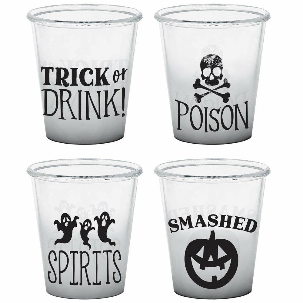 Classic Black & White Plastic Shot Glasses 4ct - Toy World Inc