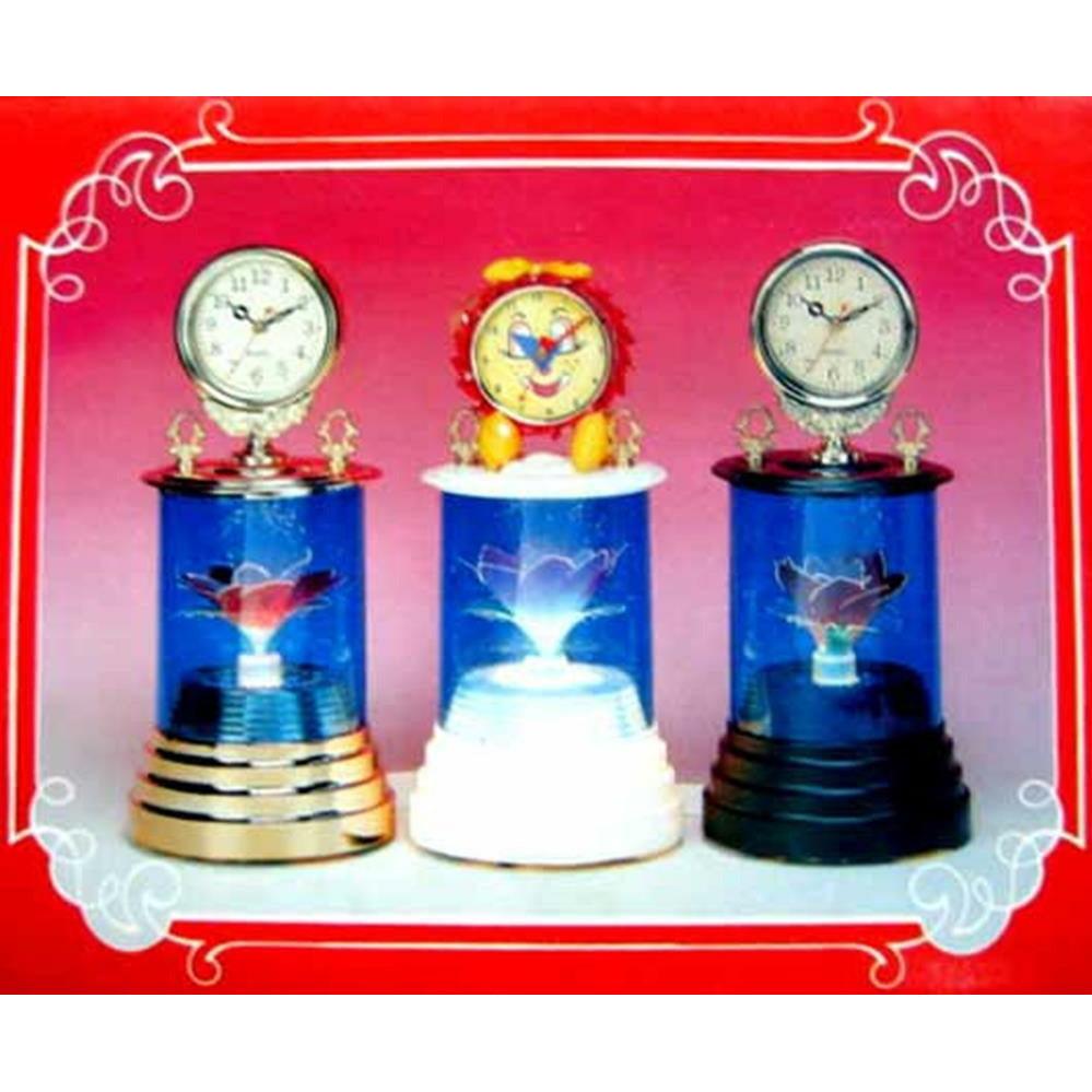 Classic Clock Fiber Lamp W Flower - Toy World Inc