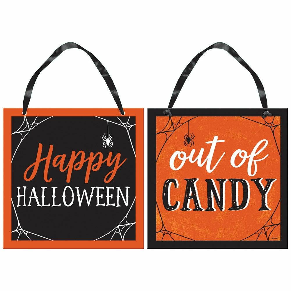 Classic Orange & Black Halloween Candy Reversible Sign - Toy World Inc