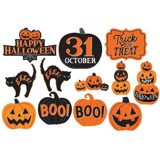 Classic Orange & Black Halloween Value Pack Of Cutouts - Toy World Inc