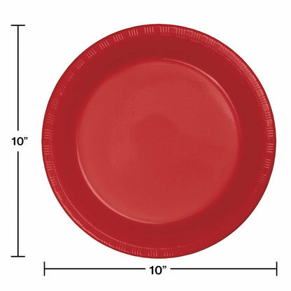 Classic Red 10in Plastic Plate 20ct - Toy World Inc