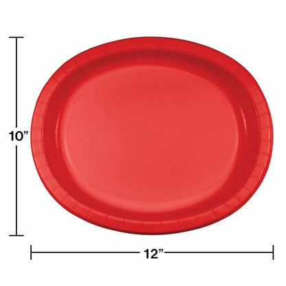 Classic Red Oval Platter 10in x 12in 8ct - Toy World Inc
