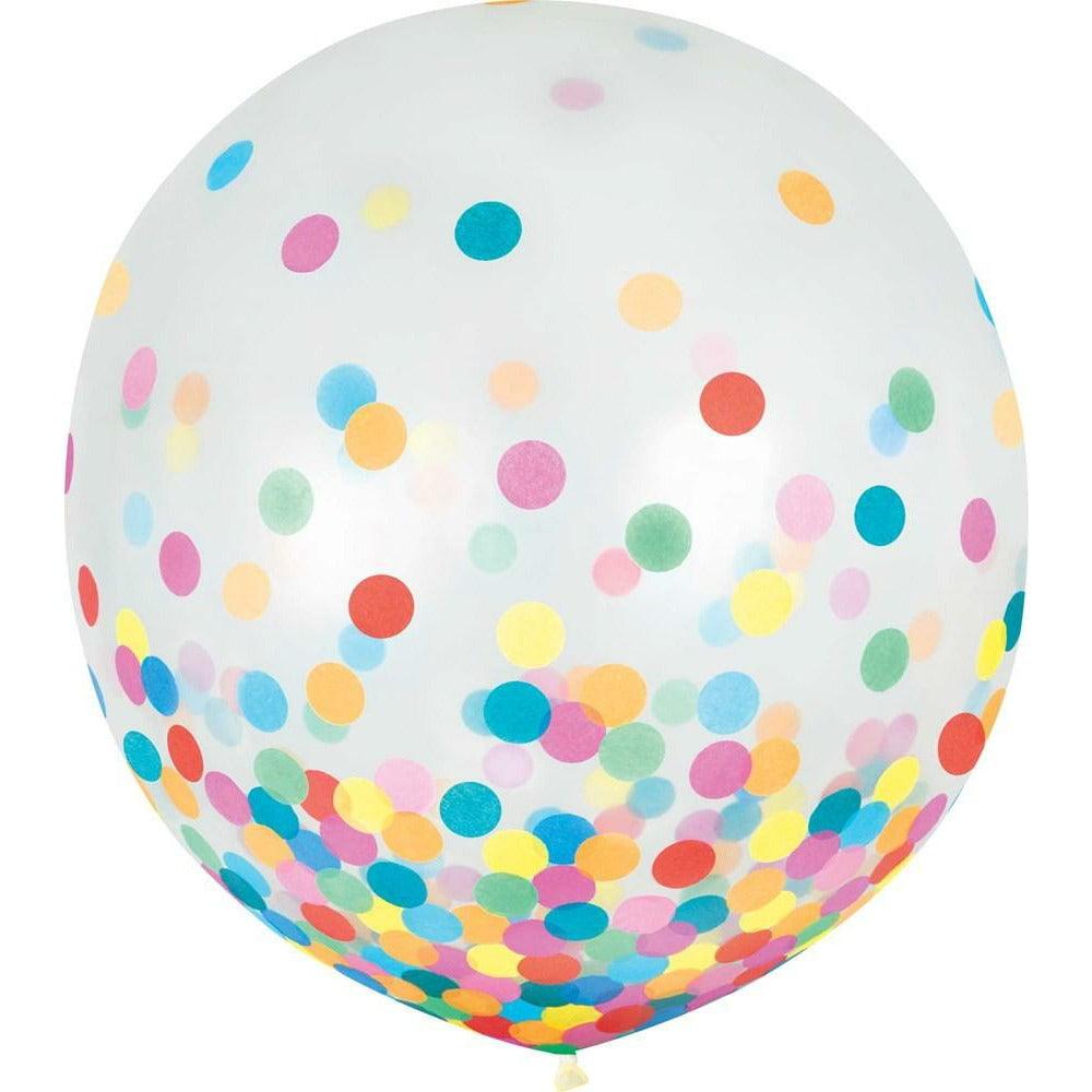 Confetti Multi Color Brights 24in Latex Balloon 2ct - Toy World Inc