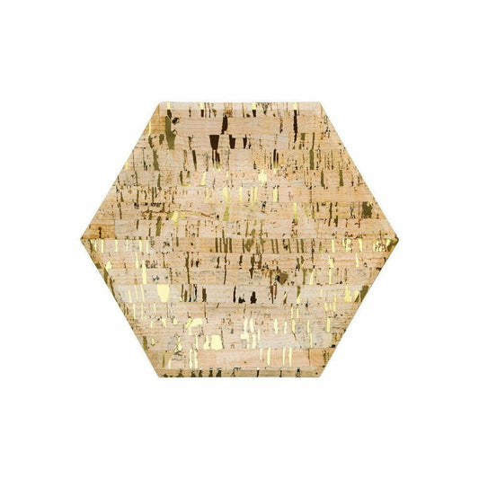 Cork Gold Banquet Plate 10in Hexagon Cork 8Ct - Toy World Inc