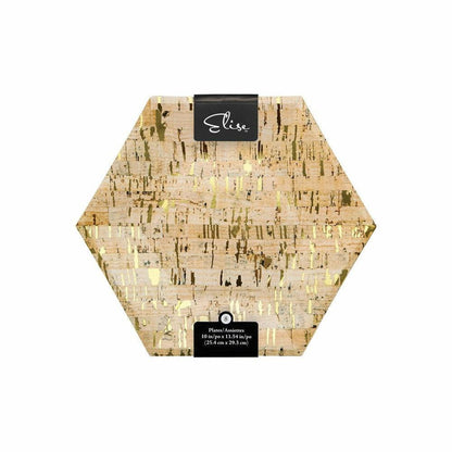 Cork Gold Banquet Plate 10in Hexagon Cork 8Ct - Toy World Inc