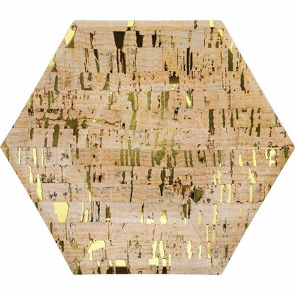 Cork Gold Luncheon Plate 8in Hexagon Cork 8Ct - Toy World Inc