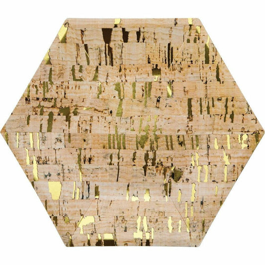 Cork Gold Luncheon Plate 8in Hexagon Cork 8Ct - Toy World Inc