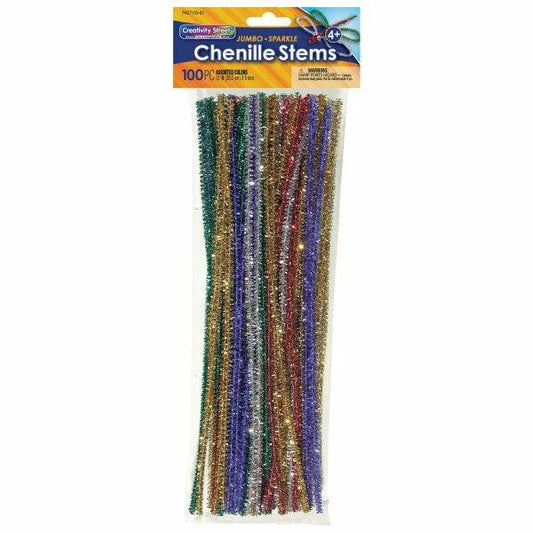 Creativity Street Stem Pipe Cleaners 6mm Sparkle Asstorted 12in 100Ct - Toy World Inc