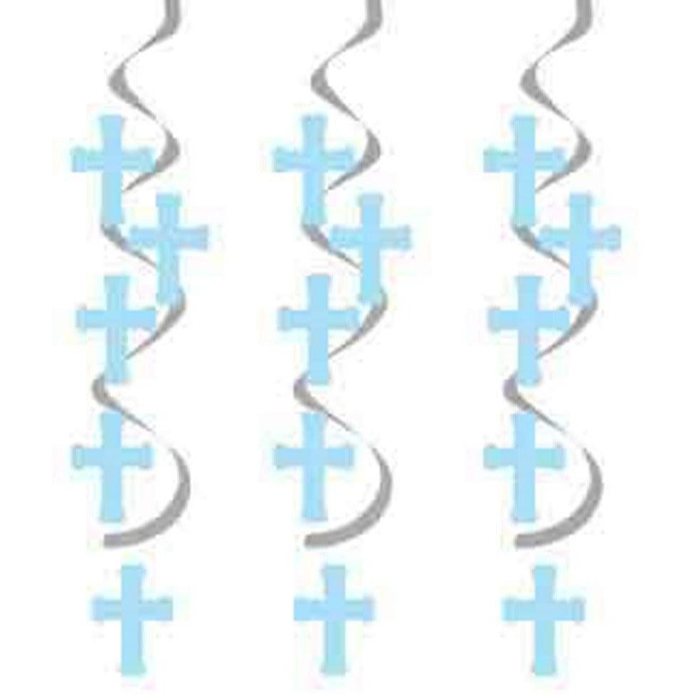 Crosses Blue and Silver Dangler 5ct - Toy World Inc