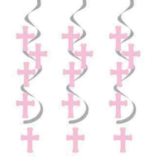 Crosses Pink and Silver Dangler 5ct - Toy World Inc