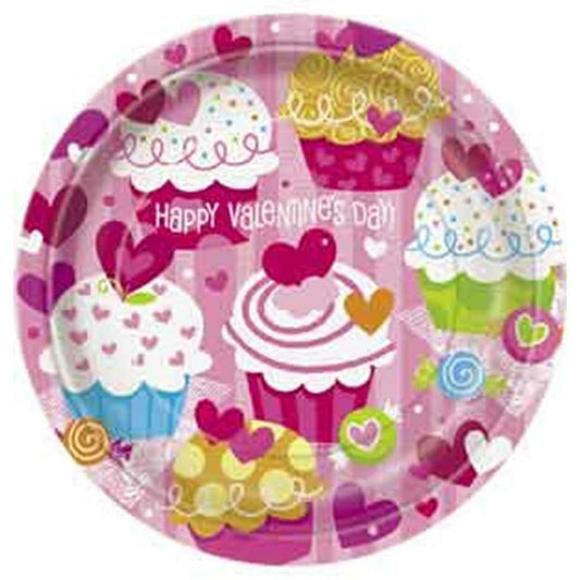 Cupcake Hearts 9in Plate 8ct - Toy World Inc