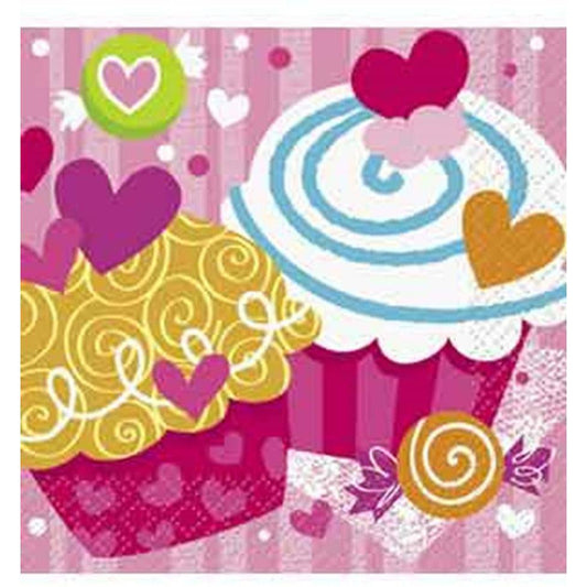 Cupcake Hearts Napkin (S) ap16ct - Toy World Inc