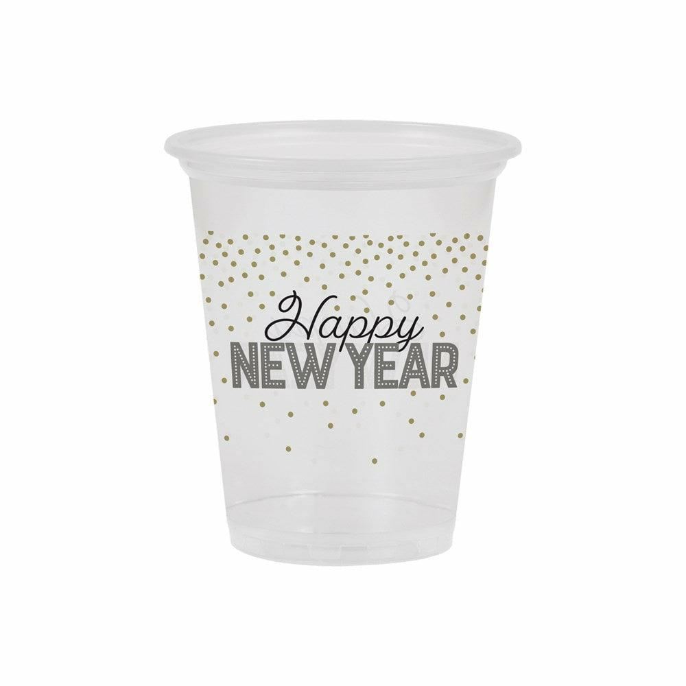 Decor 16oz Plastic Cup Clear Happy New Year 8ct - Toy World Inc