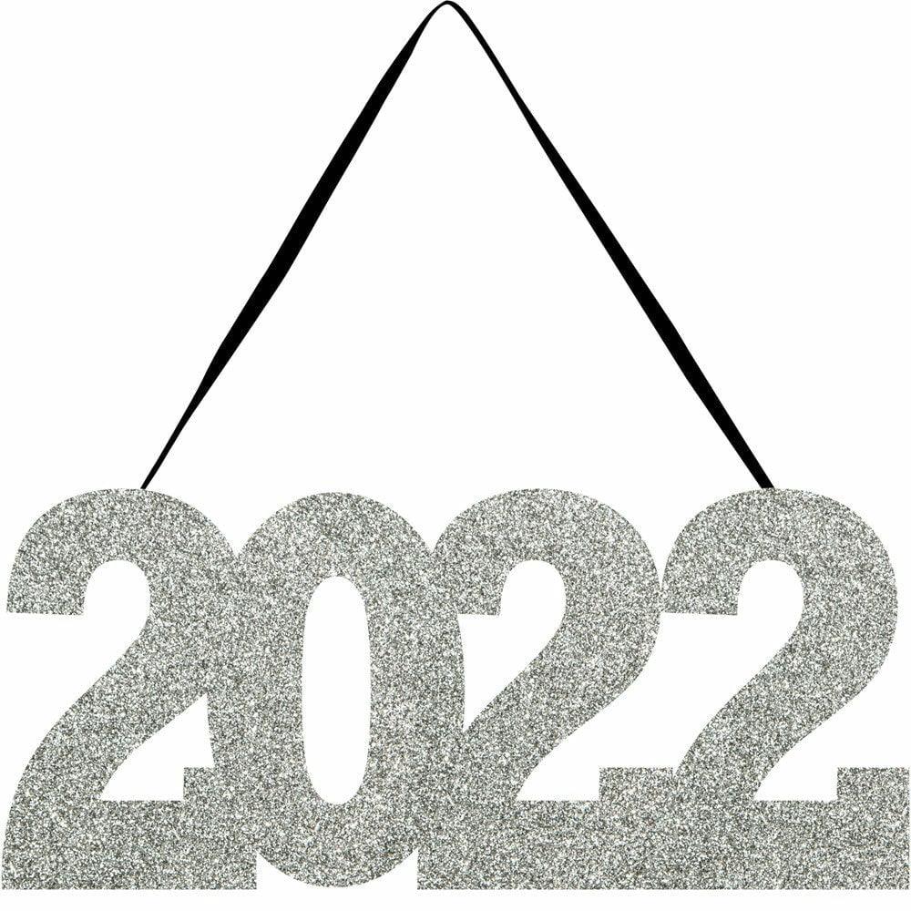 Decor 2022 Glitter Hanging Sign 1ct - Toy World Inc