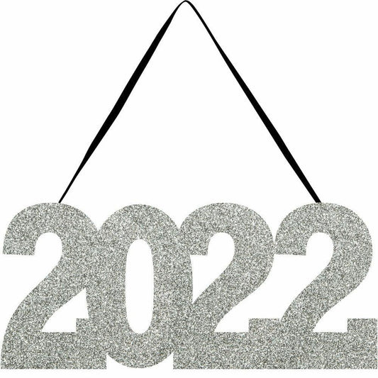 Decor 2022 Glitter Hanging Sign 1ct - Toy World Inc