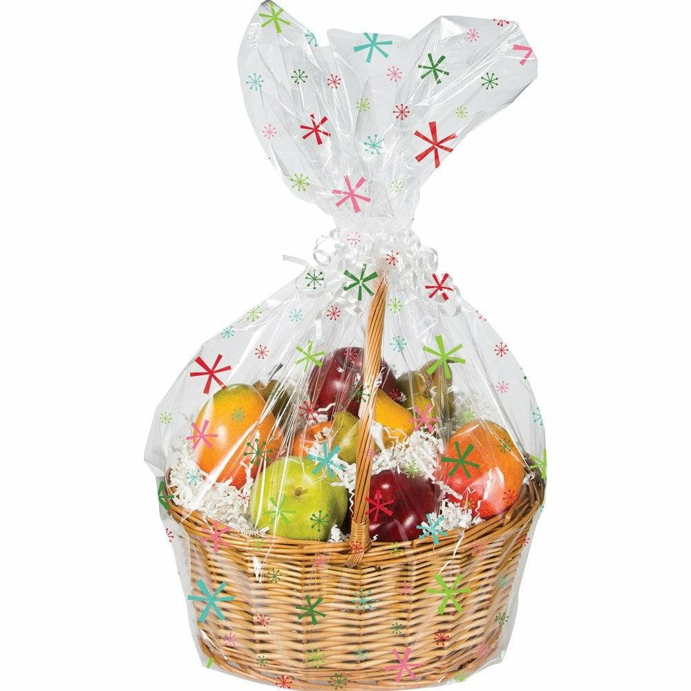 Decor Basket Bag Bright Snowflakes 1ct - Toy World Inc