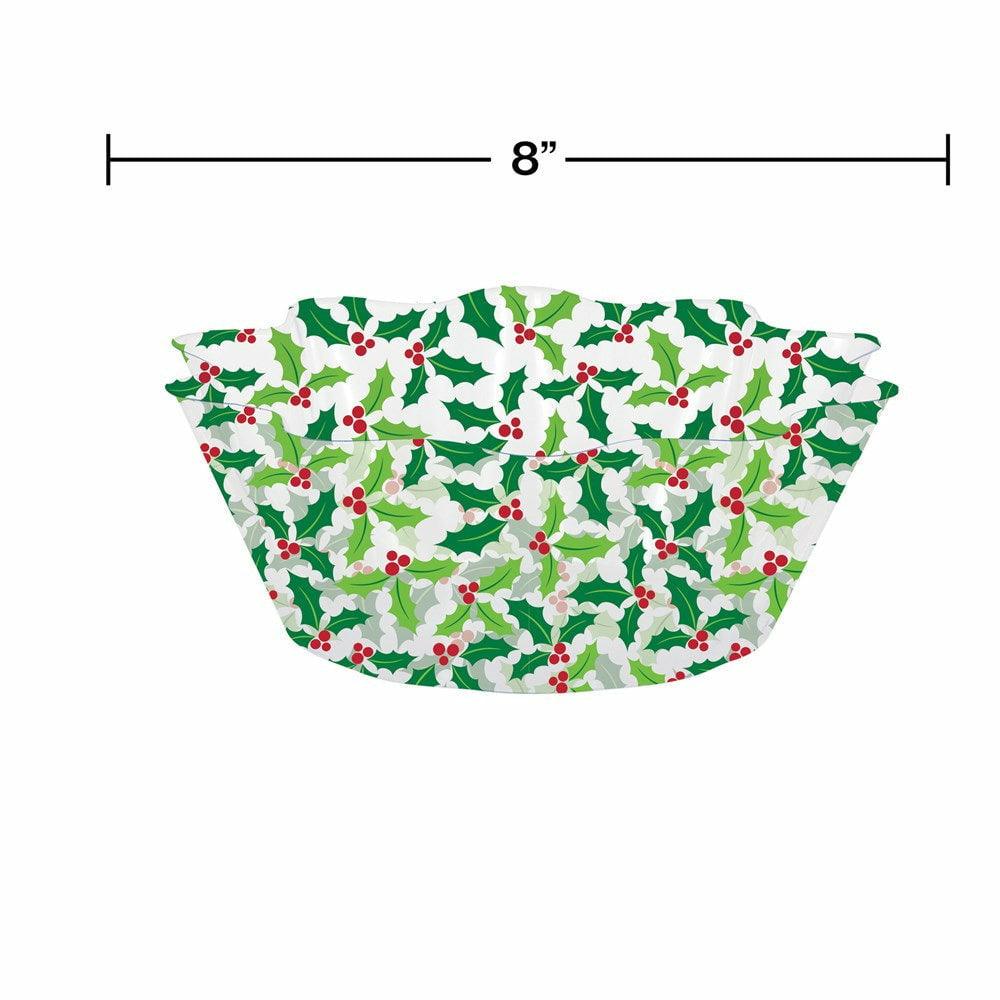 Decor Fluted Bowl 8in Holly 1ct - Toy World Inc