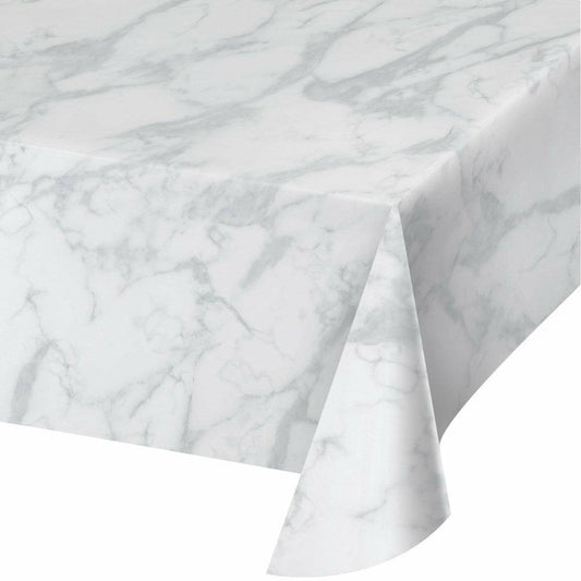 Décor Plastic Tablecover 54in X 108in Marble 1Ct - Toy World Inc