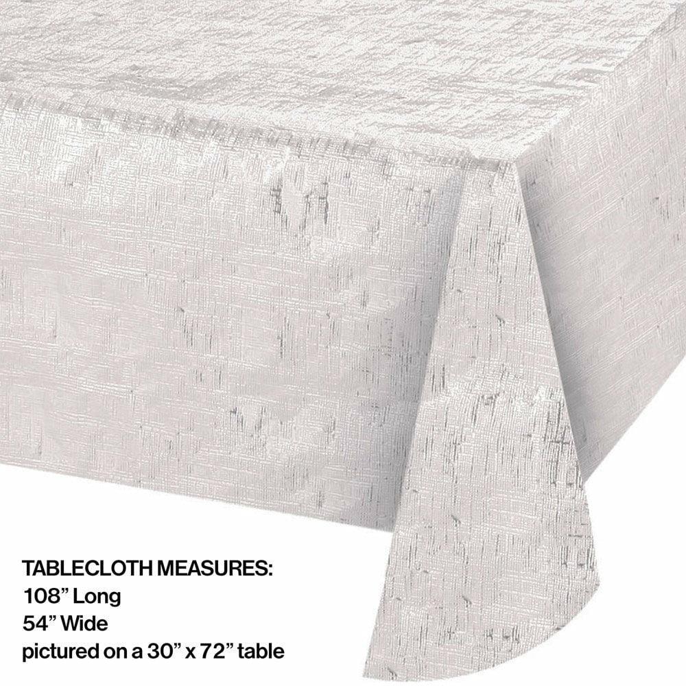 Decor Tablecover Opalescent White 54inx108in 1ct - Toy World Inc