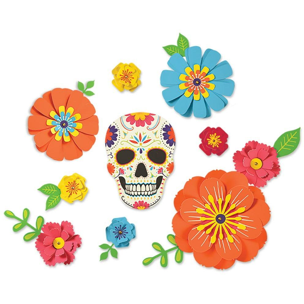 Dia De Los Muertos Floral Backdrop 8ct - Toy World Inc