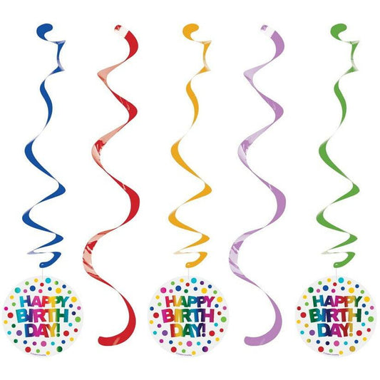 Dizzy Danglers Rainbow Foil Birthday 5Ct - Toy World Inc
