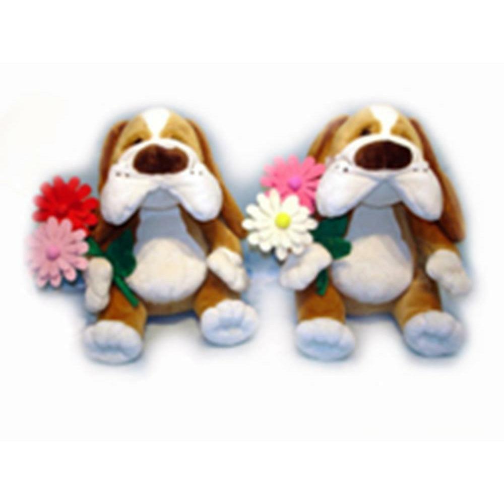 Dog 9in W Flowers Sitting - Toy World Inc