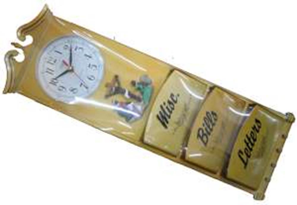 Letter Rack Clock (Bk) Cross Gold