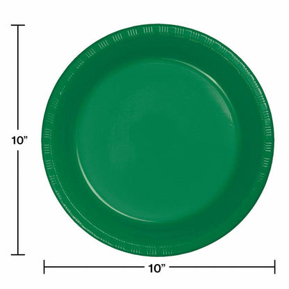 Emerald Green 10in Plastic Plate 20ct - Toy World Inc