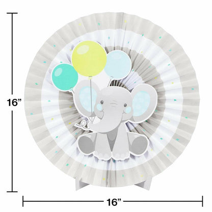 Enchanting Elephants Boy Centerpiece Paper Fan With Cutout 1Ct - Toy World Inc