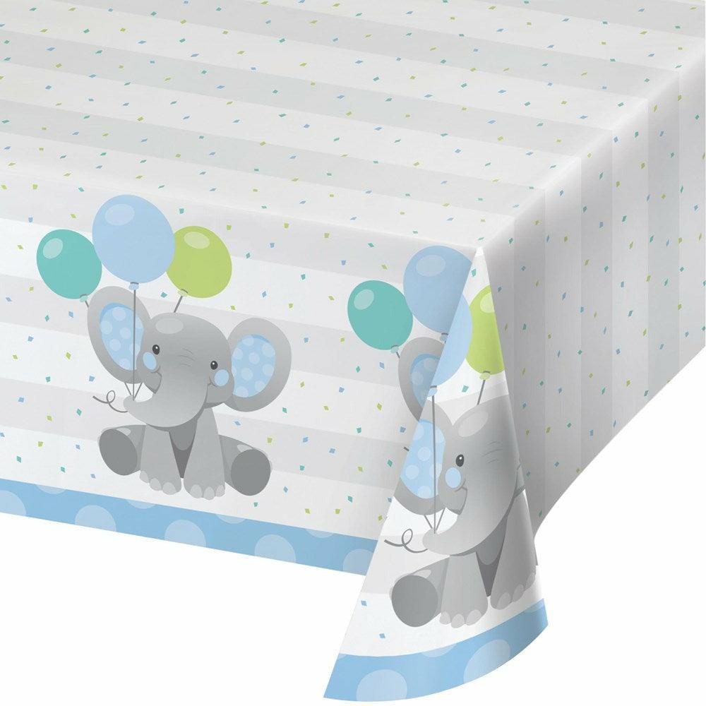 Enchanting Elephants Boy Paper Tablecover All Over Print 54in X 102in 1Ct - Toy World Inc