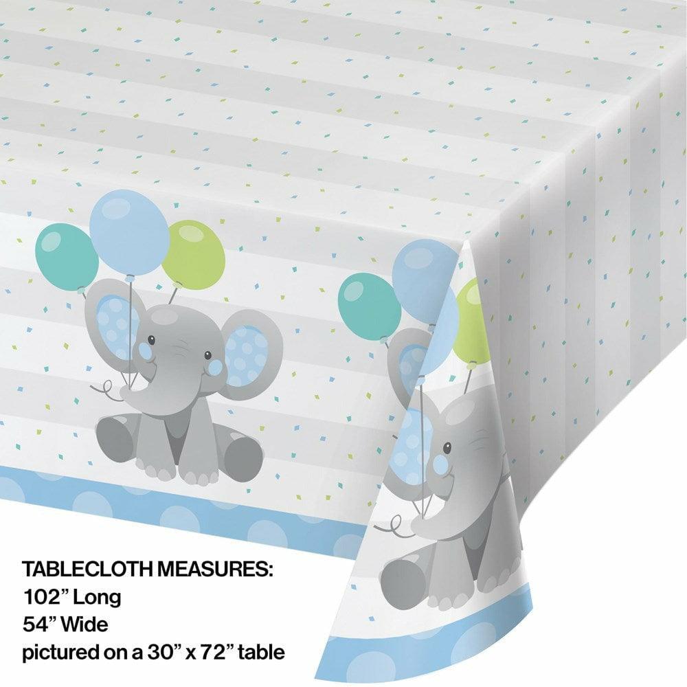 Enchanting Elephants Boy Paper Tablecover All Over Print 54in X 102in 1Ct - Toy World Inc