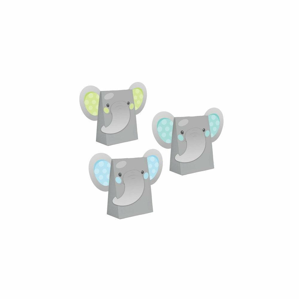 Enchanting Elephants Boy Paper Treat Bags With Attachments 8Ct - Toy World Inc