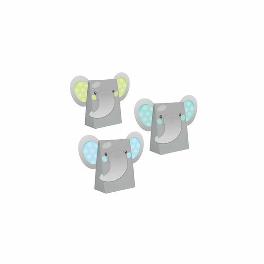 Enchanting Elephants Boy Paper Treat Bags With Attachments 8Ct - Toy World Inc