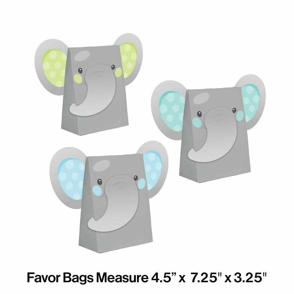 Enchanting Elephants Boy Paper Treat Bags With Attachments 8Ct - Toy World Inc