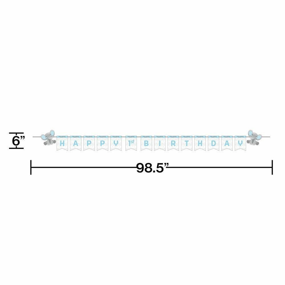 Enchanting Elephants Boy Shaped Banner With Ribbon and Stickers Diy 1Ct - Toy World Inc