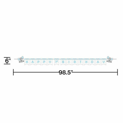 Enchanting Elephants Boy Shaped Banner With Ribbon and Stickers Diy 1Ct - Toy World Inc